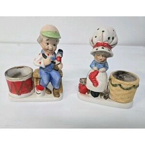 Jasco Christmas Luvkins Set  Porcelain Candle Holder Vintage 1978